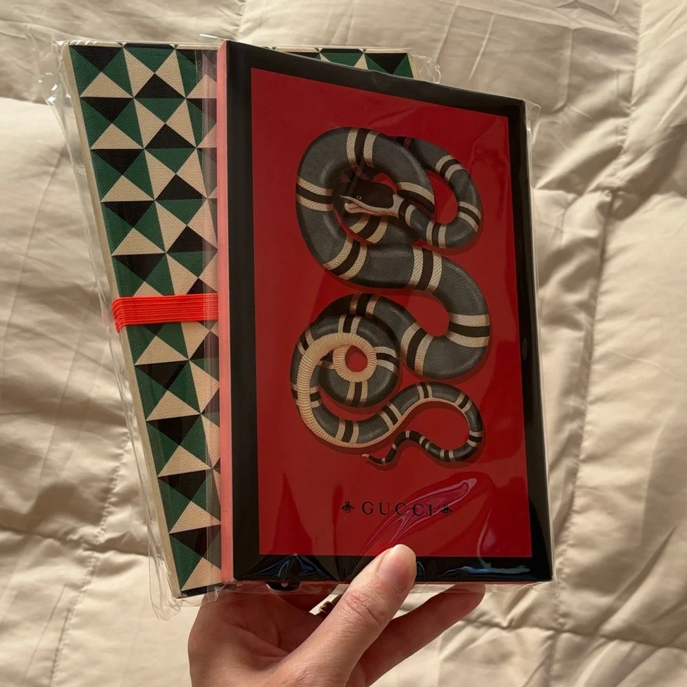 Gucci Red Snake Notebook & Green Geometric Notebook Set Limited Edition